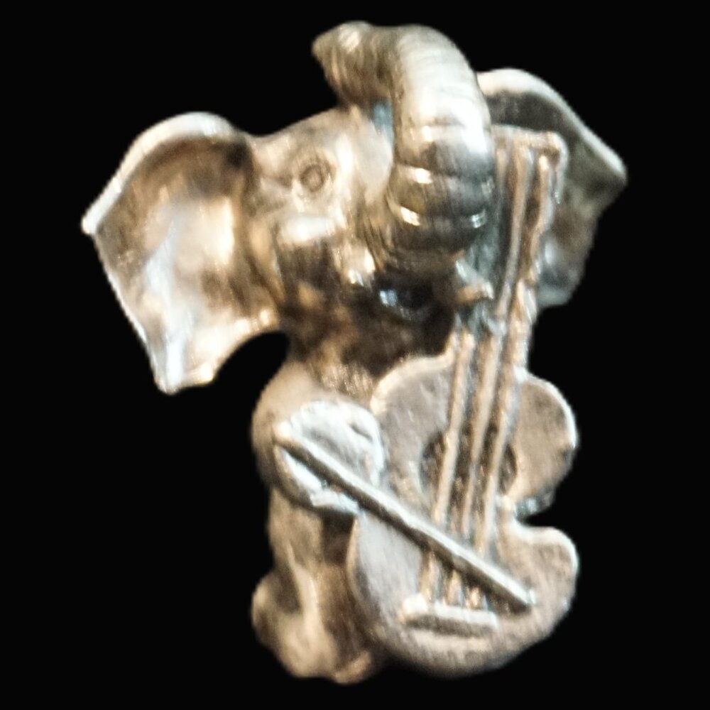 Vintage Pewter Elefant Playing Cello Miniature Figure 1980’s